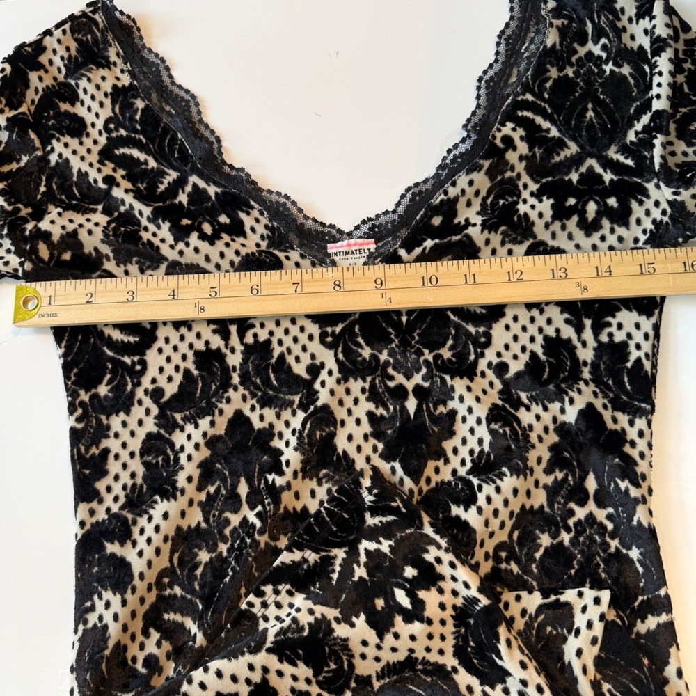 Free People Velvet Burnout Lace Mini Dress Black Cream Dark Feminine Gothic S - Picture 11 of 12